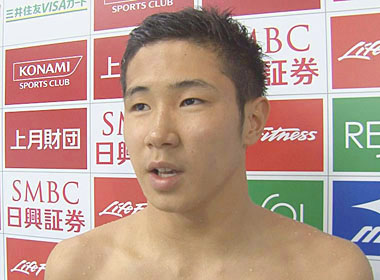 高校生の部 男子50m自由形で大会新記録を出して優勝した田中大寛選手（XYZ別府）