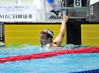 男子1500m自由形で日本中学新記録を樹立した菖池竜輝く選手（コナミスポーツクラブ三田）