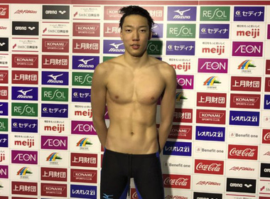 男子50m平泳ぎで、日本高校新記録を樹立した塩入龍斗選手（大町SS）