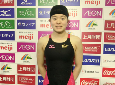 女子50mバタフライで、2つ目の日本学童新記録を樹立した中田圭帆子選手（イトマン横浜）